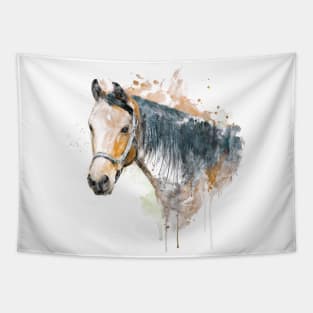 Watercolor Portrait - Brown Horse Head Tapestry