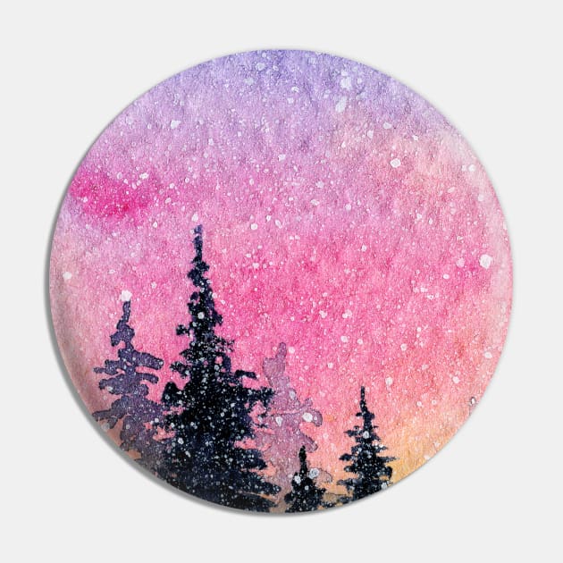 Pink sunset in forest Pin by DreamLoudArt