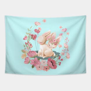 Romantic Rabbit Couple In Valentine Tapestry