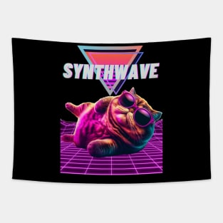 Synthwave cool cat Tapestry