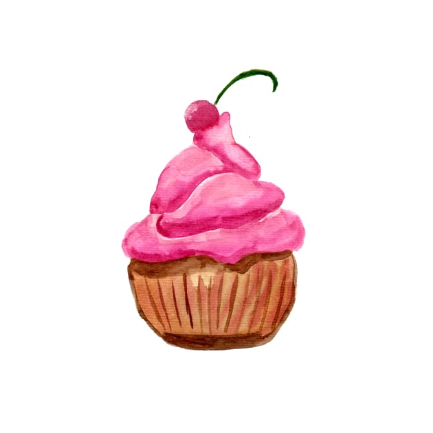 Pink Cupcake with Cherry by ZeichenbloQ