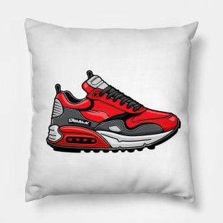Make a Sustainable Statement with Greenbubble's Cartoon High Sneaker Design in red Pillow