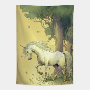 Fantasy Unicorn in the Forest Wall Art Home Decor "The Golden Hoof" Tapestry