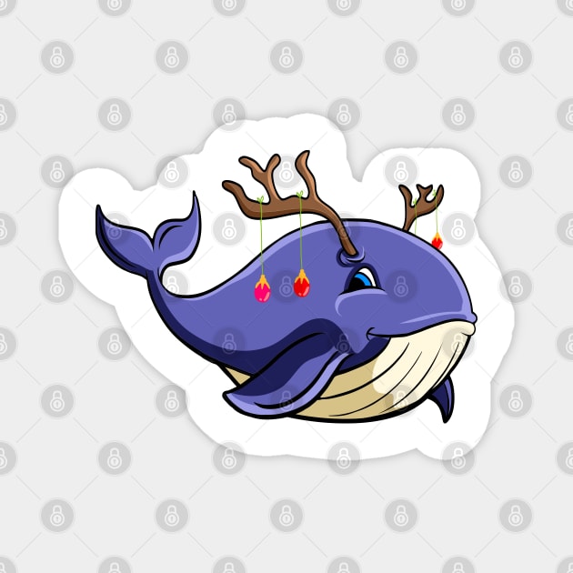 Christmas Narwhale Whale xmas shark with antlers Magnet by Shirtbubble