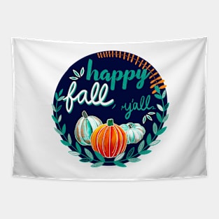 Happy Fall, Y’all - Navy, Teal, Orange - Transparent Tapestry