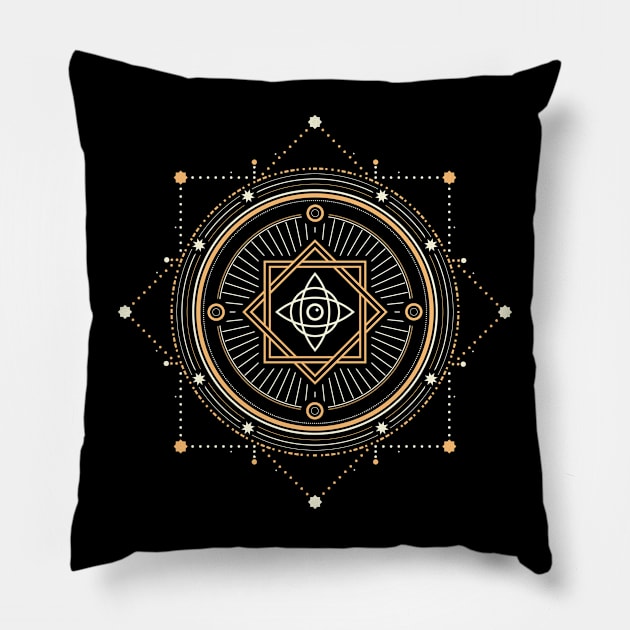 Sacred geometry Pillow by Vilmos Varga