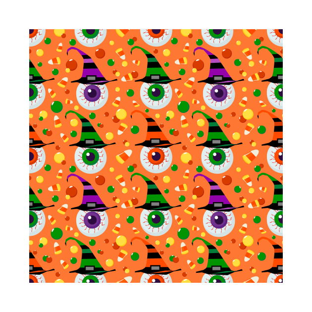 Eyes with hat in candyland on orange by YamyMorrell
