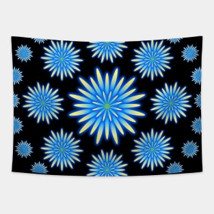 Blue Flower Circle Tapestry