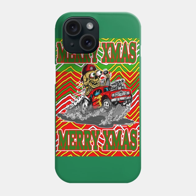 Merry Xmas Hot Rod Driver  Ugly Christmas Sweater in Bad Taste Phone Case by silentrob668