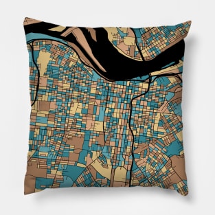 Louisville Map Pattern in Mid Century Pastel Pillow