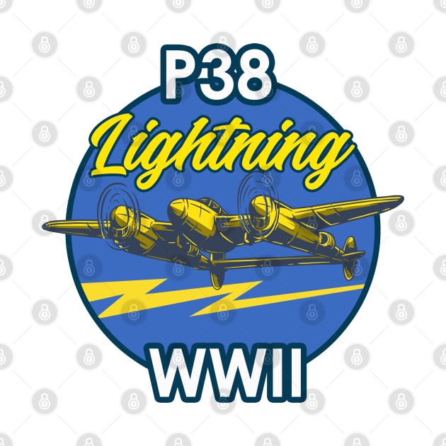 P-38 Lightning WWII Vintage Aircraft by Mandra