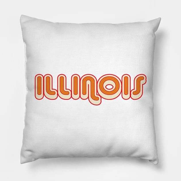 Illinois retro 1970s vintage graphic with shadow Pillow by Webdango