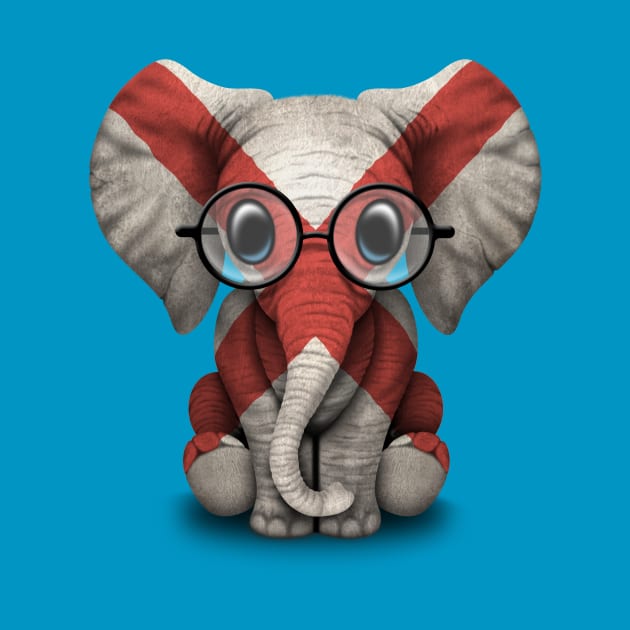 Baby Elephant with Glasses and Alabama Flag by jeffbartels