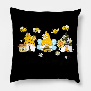 Bee Happy Gnome Bees Sunflower Spring Gnomes Summer Pillow