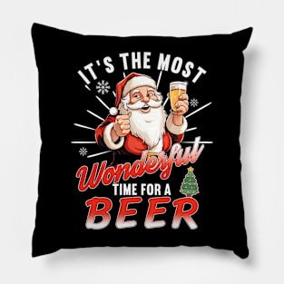 It's the Most Wonderful Time for a Beer - Funny Beer Santa Pillow