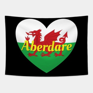 Aberdare Wales UK Wales Flag Heart Tapestry