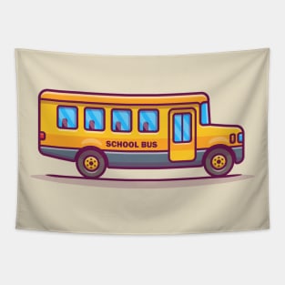 School Bus Cartoon Tapestry