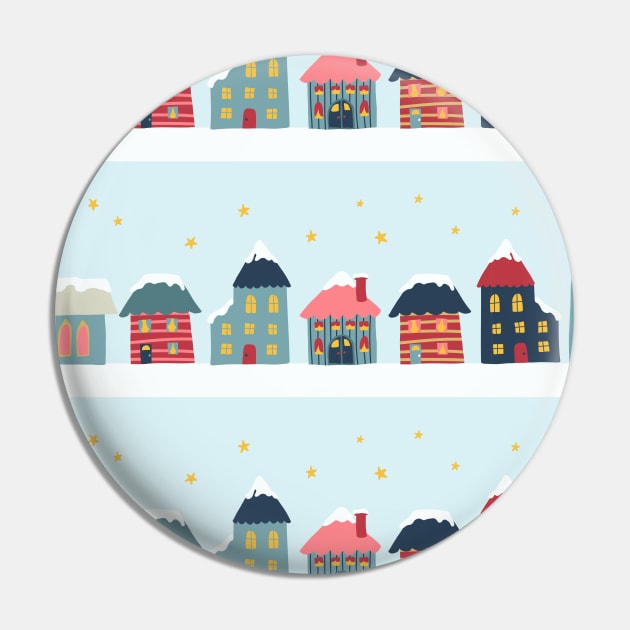 Winter Village STripes Pin by Sandra Hutter Designs