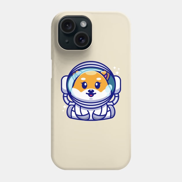 Cute baby shiba inu dog wearing an astronaut suit, cartoon character Phone Case by Wawadzgnstuff