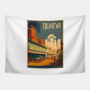 Tijuana Vintage Travel Art Poster Tapestry