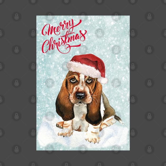 Basset Hound Merry Christmas Santa Dog by Puppy Eyes