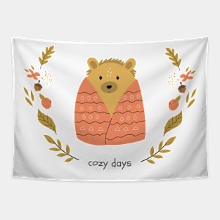 Cozy Days Autumn Illustration GIft Tapestry