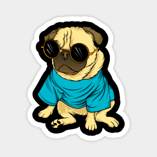 Cool Retro Pug Wearing Sunglasses Pug Lover Gift Magnet