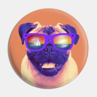 Beach Bum Pug Pin