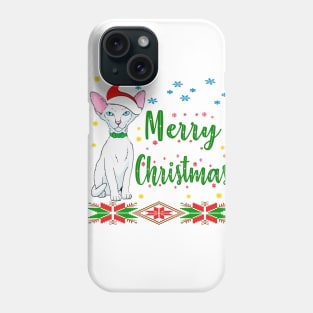 Merry Christmas. Hairless cat Desing. Holiday Gifts Phone Case