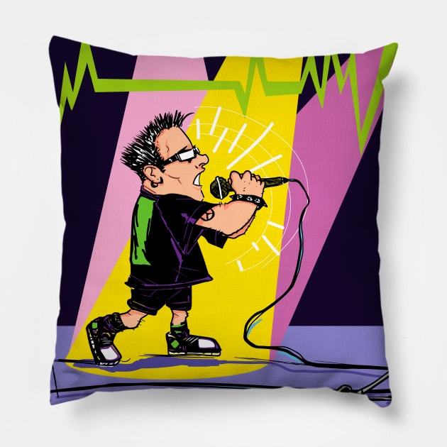 Goth Rock Singer On Stage At A Concert Pillow by SWON Design