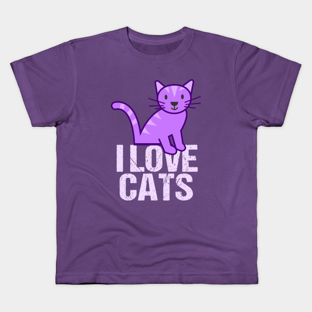 I Love Pretty Purple Cats I Love Cats Kids T Shirt Teepublic