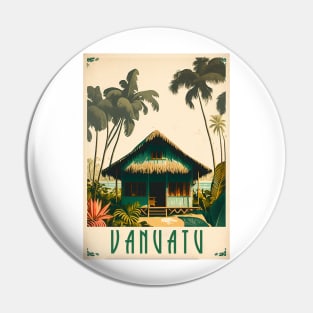 Vanuatu Hut Vintage Travel Art Poster Pin