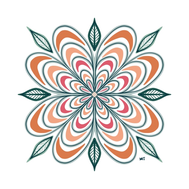 Daisy Flower Retro Mandala - White Background by monitdesign