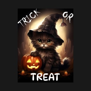 Trick Or Treat Halloween Cat T-Shirt