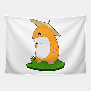 Hamster Raining Umbrella Tapestry