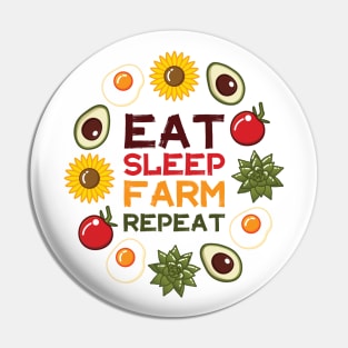 Eat Sleep Farm Repeat | White Pin