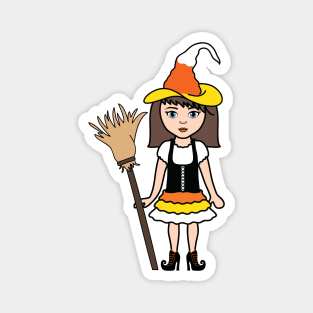 Candy Corn Witch Halloween Trick or Treat Sticker 1 Magnet