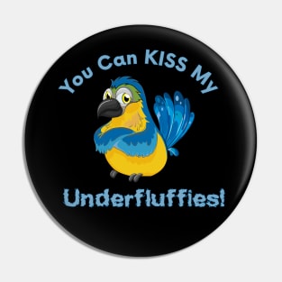 Blue Gold Macaw Parrot Kiss Underfluffies Pin