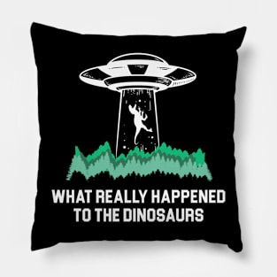 Aliens Abducting Dinosaurs Pillow