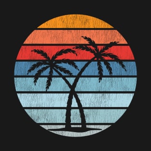 Tree Palm Sunset Beach Vintage T-Shirt