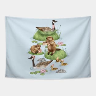 Fresh Morning on a Whimsical Canadian Lake Tapestry