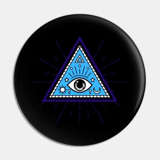 All Seeing eye - Blue with Black Eye Pin