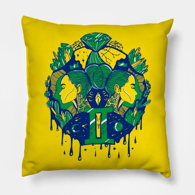 Brasil Mystic Gemini Pillow by kenallouis