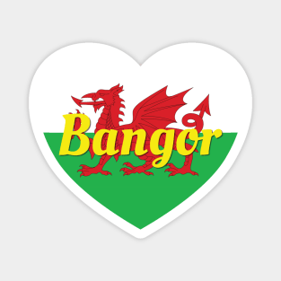 Bangor Wales UK Wales Flag Heart Magnet