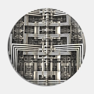 White Lines Mandlebulb Fractal Pin