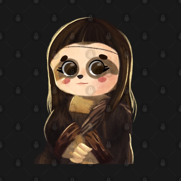 slowlisa with no background, beautiful sloth named lisa like mona lisa by byjilooo