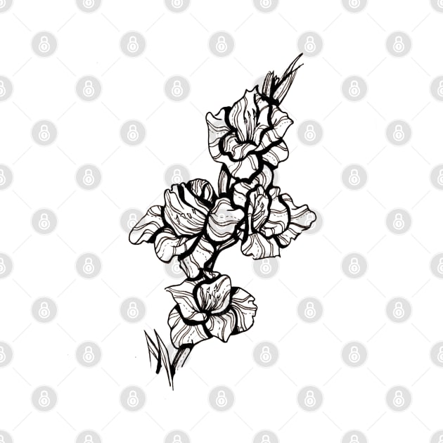 Gladiolus Ink Flower by IrenesGoodies