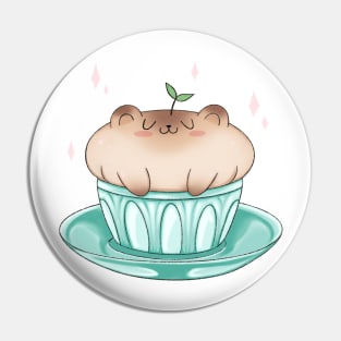 Warm drink buddy in a coffee cup Pin