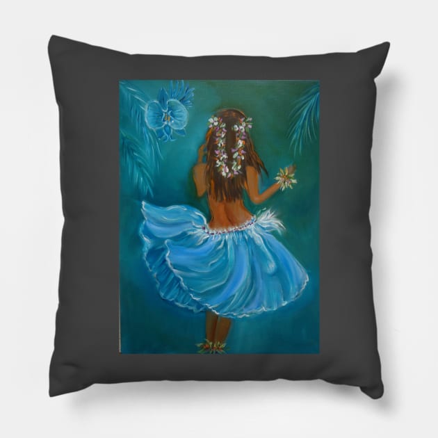 Aloha Hula Girl Pillow by jennyleeandjim