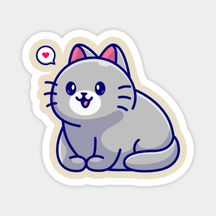 Cute Cat Sitting Cartoon Magnet